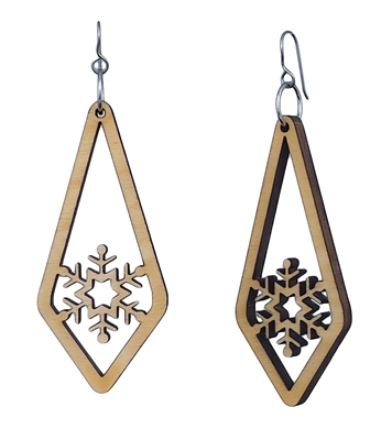 G Earrings Birch Wood Snowflake Icicle